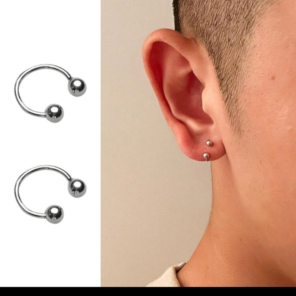 Hot Topic Silver Ball End Hoop Earrings